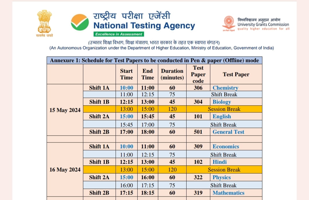 CUET UG 2024 Datesheet PDF Link, exam dates, timetable