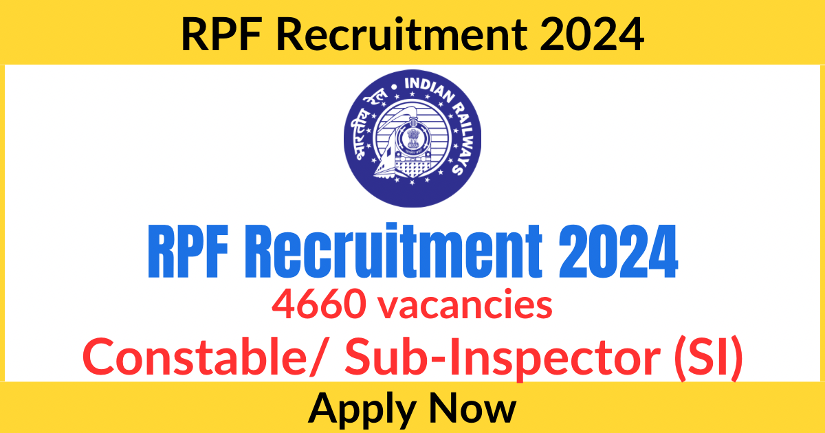 4660 vacancies: Railway RPF Recruitment 2024, Steps to Apply