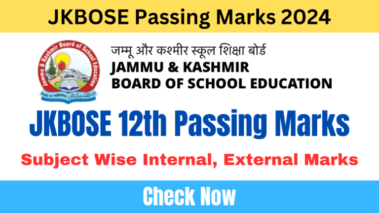 JKBOSE 12th Passing Marks 2024, Subject Wise Internal, External Marks