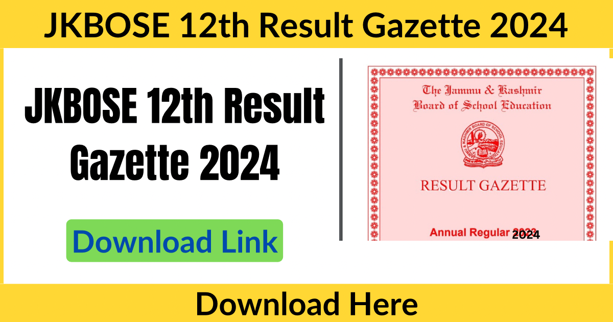 JKBOSE 12th Result Gazette 2024 PDF Released Download Link