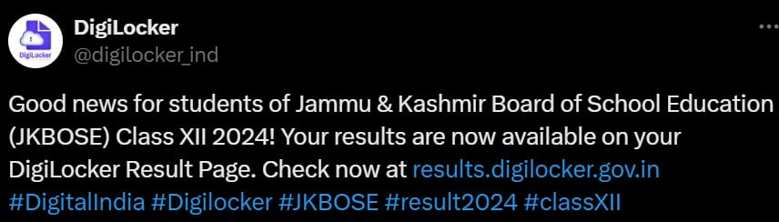 JKBOSE 12th marksheet download on DigiLocker, Download Here