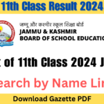 Result of 11th Class 2024 JKBose Search by Name