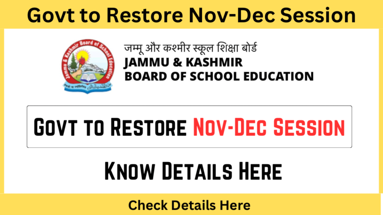 Govt to Restore Nov-Dec Academic Session