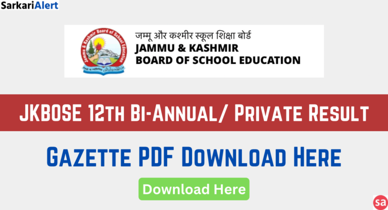 JKBOSE 12th Bi-Annual Result Name-wise Gazette PDF Download Link