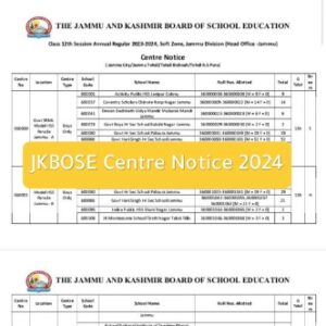 JKBOSE Centre Notice 2024-2025 PDF to Be Released