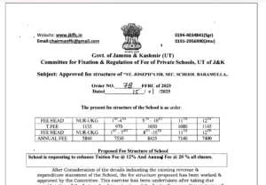 New Fee Structure of Private School Approved in J&K