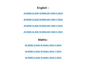 JKBOSE 10th Previous Year Papers – Free Download for All Subjects