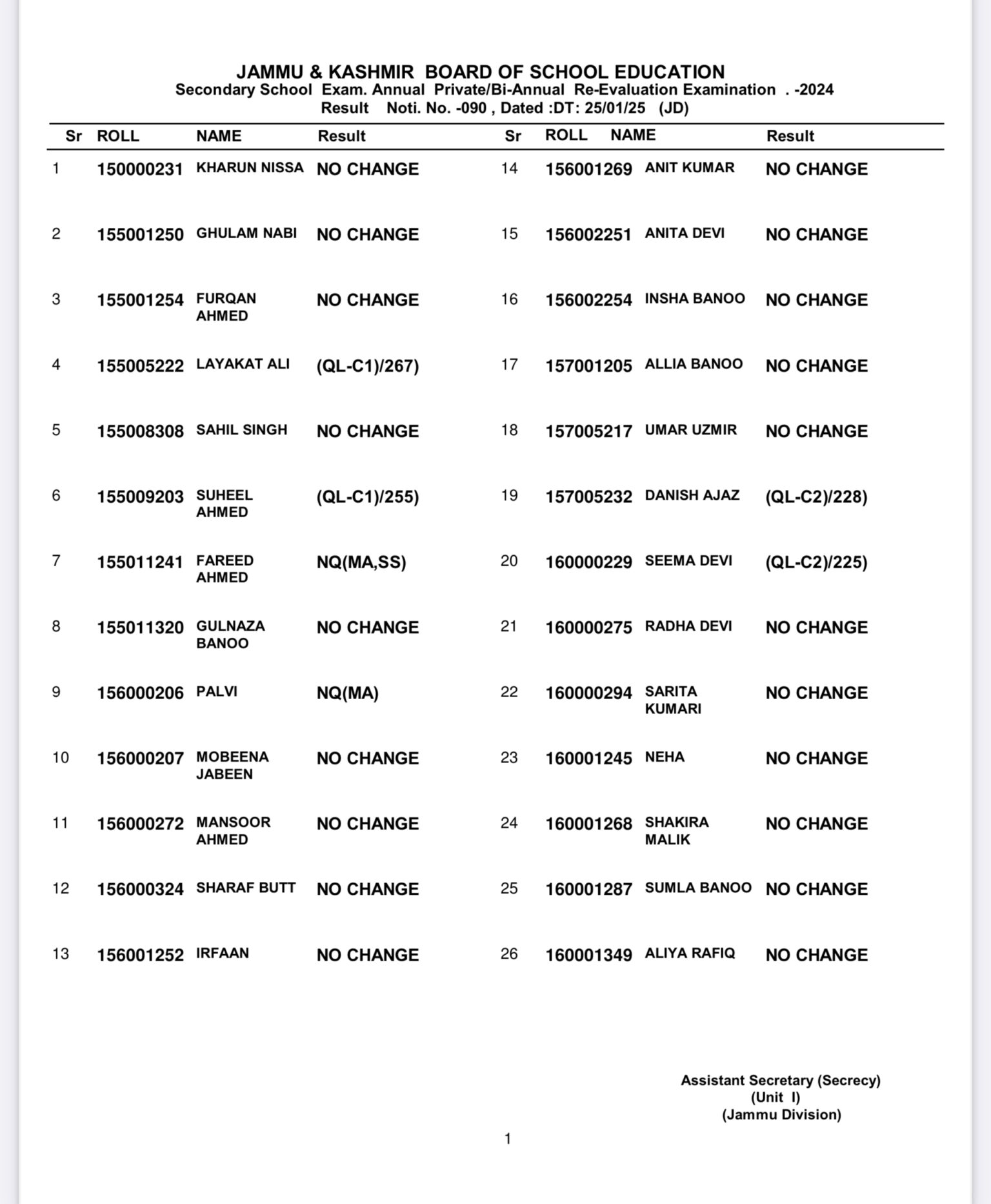 Re-evaluation Class 10th Annual Private/Bi-Annual 2024
