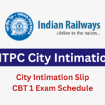 RRB NTPC City Intimation Slip 2025