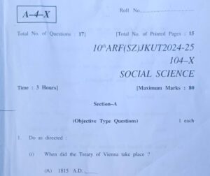 JKBOSE 10th Social Science Question Paper Today Updated: Download Now