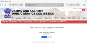 JKPSC Marksheet 2023