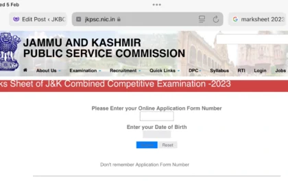 JKPSC Marksheet 2023