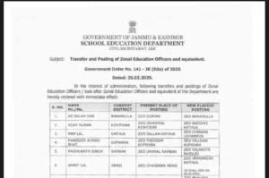 Transfer and Postings of 123 ZEOs