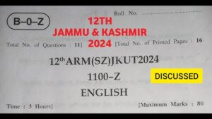 JKBOSE 12th English Paper Today Session 2025, Download Link