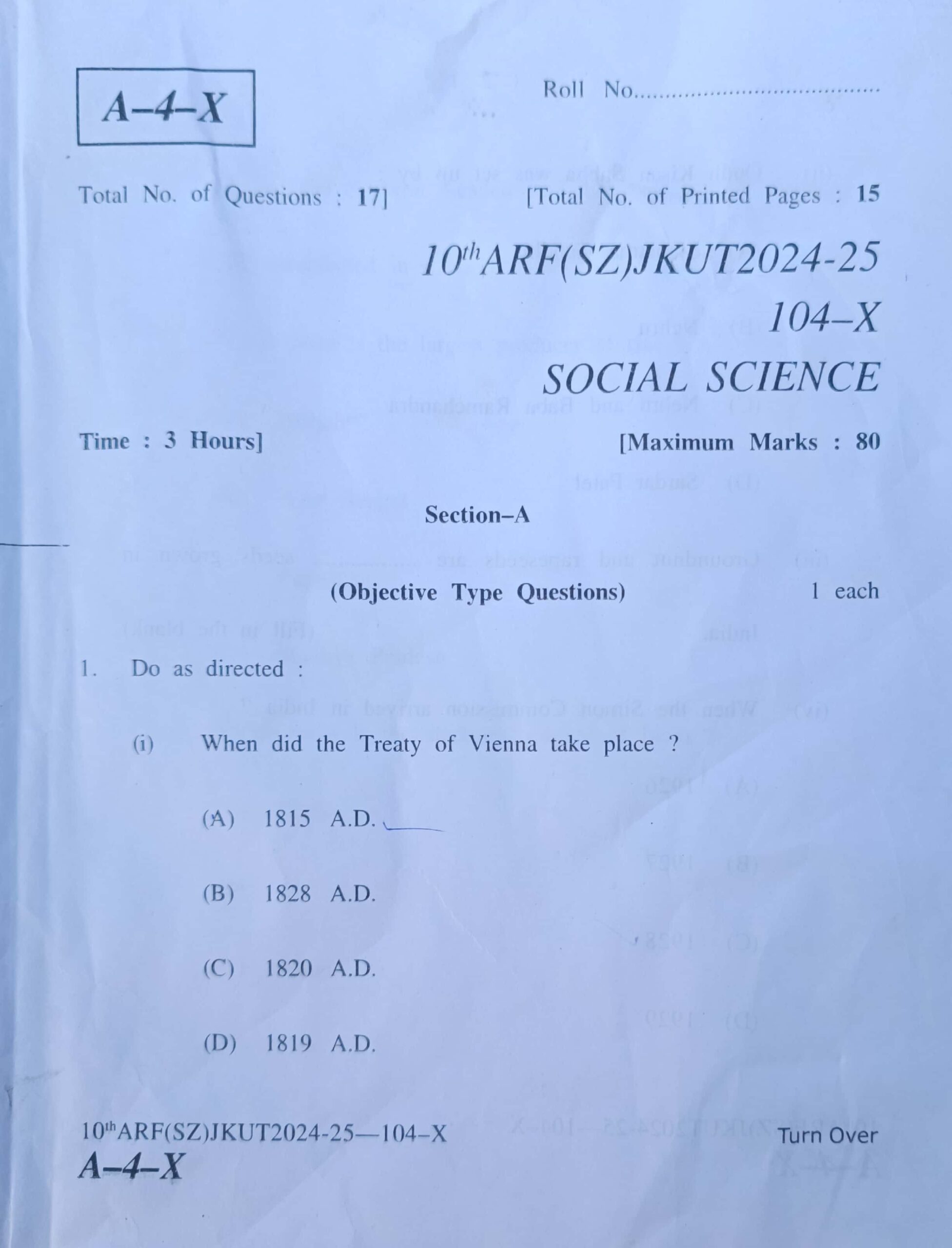 JKBOSE 10th Social Science Question Paper Today Updated: Download Now