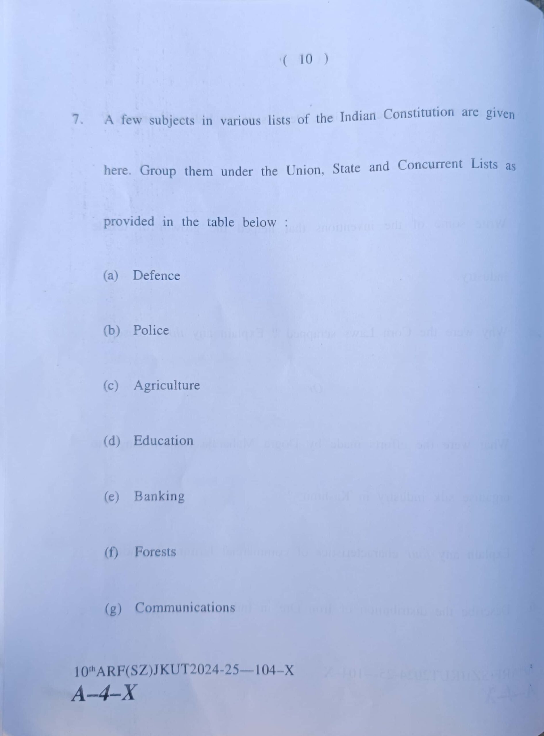 JKBOSE 10th Social Science Question Paper Today Updated: Download Now