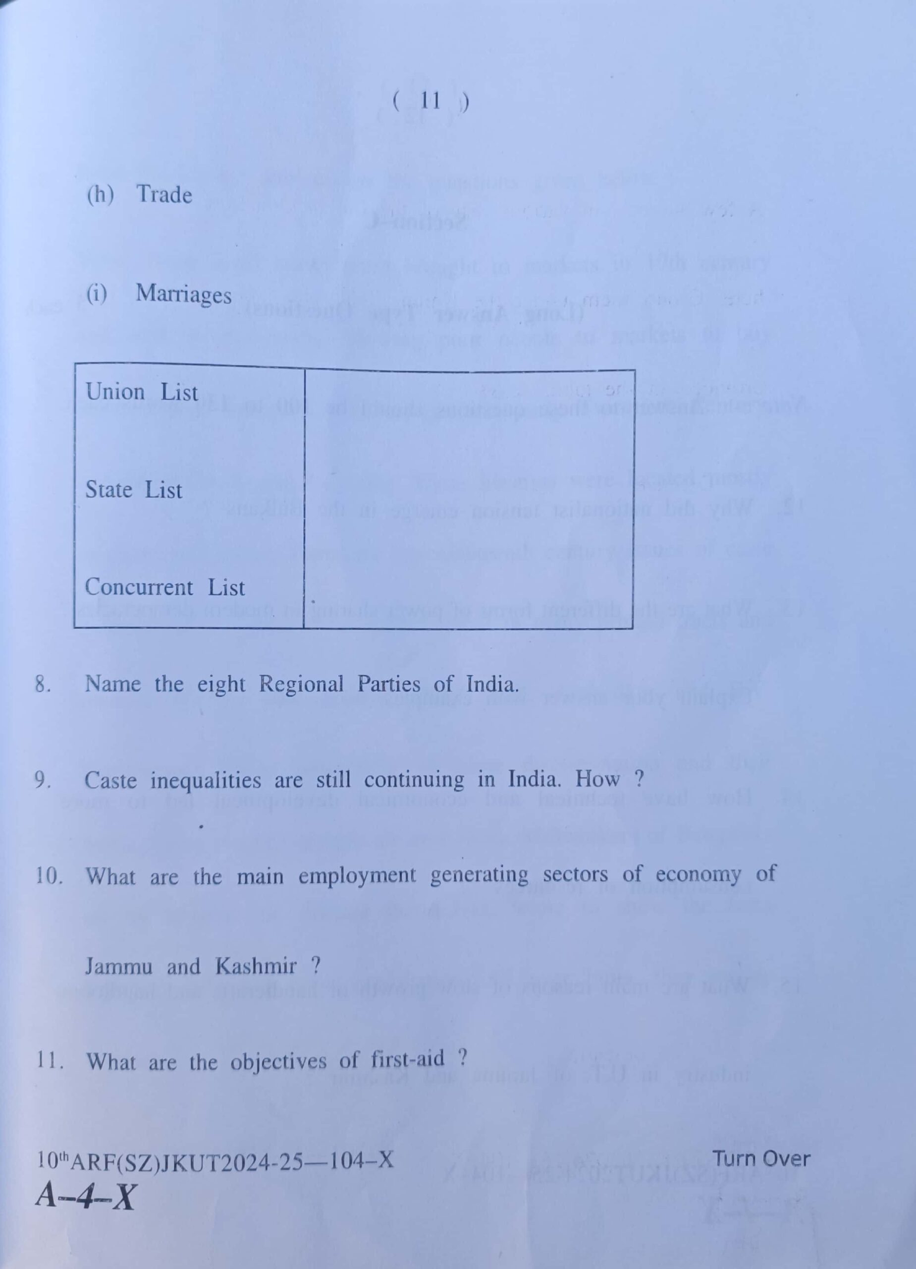 JKBOSE 10th Social Science Question Paper Today Updated: Download Now