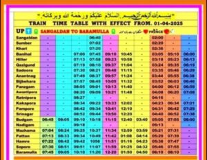 Kashmir Train Schedule 2025 from April 2025
