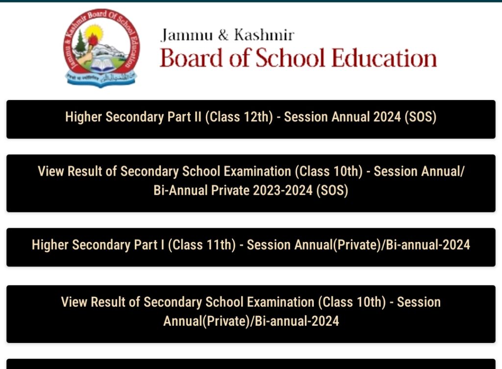 JKBOSE 10th 11th & 12th Result 2025 Date