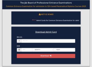 JKBOPEE CET Admit Card 2025 Download Link