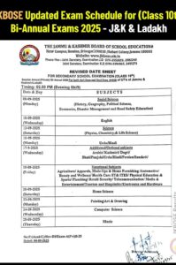 JKBOSE 10th Class Revised Datesheet 2025