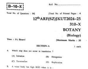 JKBOSE 12th Botany Papers All Series