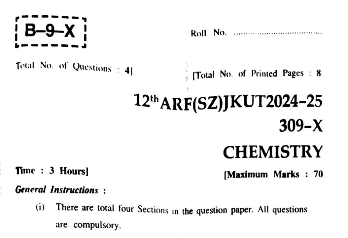 JKBOSE 12th Chemistry Papers All Series PYQs(2024, 2025)