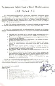 JKBOSE 10th & 12th Notification Regarding Internal Assessment Session Ann/Reg 2025(Nov-Dec)