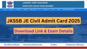JKSSB JE Civil Admit Card 2025