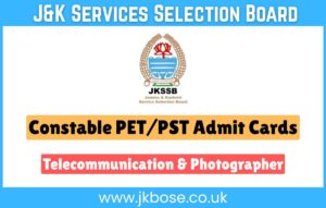 JKSSB Releases PET/PST Admit Cards
