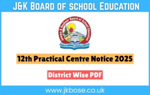JKBOSE 12th Practical Centre Notice 2025