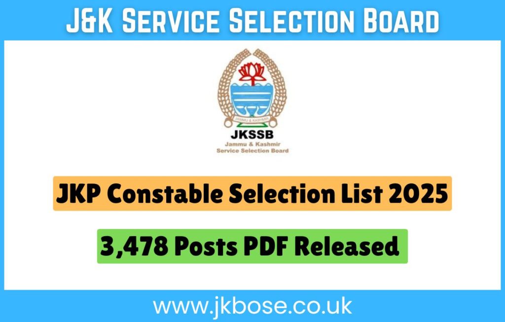 JKSSB Constable Selection List 2025