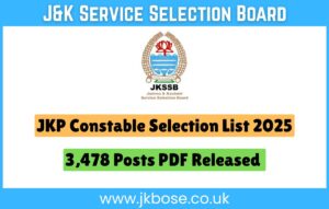 JKSSB Constable Selection List 2025
