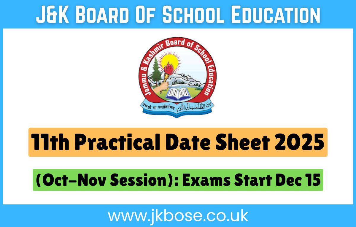 JKBOSE 11th Practical Date Sheet 2025