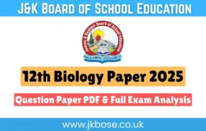 JKBOSE 12th Biology Paper 2025