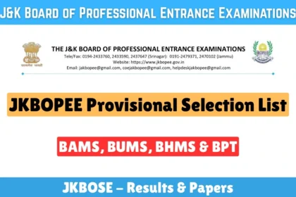 JKBOPEE Provisional Selection List