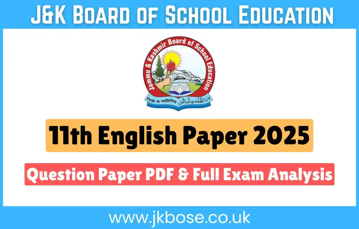 JKBOSE 11th English Paper 2025