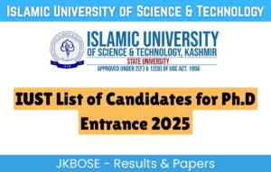 List of Candidates for Ph.D Entrance 2025