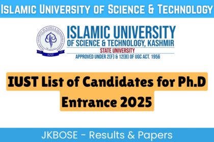 List of Candidates for Ph.D Entrance 2025