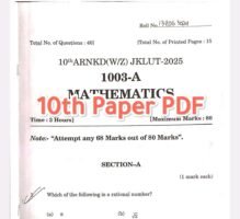 JKBOSE 10th Maths Paper Today 03 November 2025– Download PDF