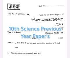 JKBOSE 10th Science Previous Year Papers