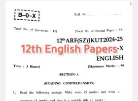 JKBOSE 12th Exams Begin Tomorrow — Download English Question Papers Here