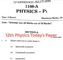 JKBOSE 12th Physics Question Paper 2025 PDF held on 12 Nov (Today)– Difficulty Analysis & Expert Review