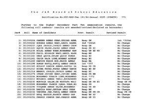 JKBOSE 12th Revaluation 2025 Result Released, Private/Bi-Annual 2025