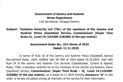 Tentative Seniority List for Police Gazetted Service