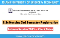 B.Sc Nursing 3rd Semester Registration