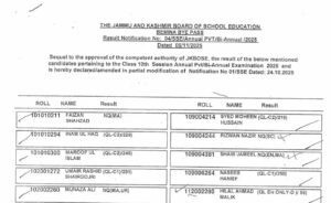 Revised Class 10th Result for 35 Candidates