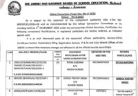 JKBOSE Jammu Issues Minor Correction Order No. 06 of 2025: Check Revised Name Details