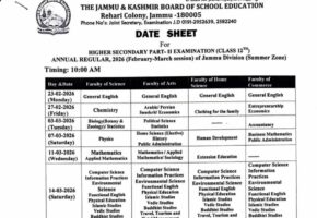 JKBOSE 12th Date Sheet 2026 Jammu Released (Summer Zone), How to Download
