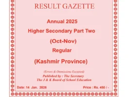 JKBOSE 12th Result Gazette 2025 PDF, Kashmir & Jammu Division